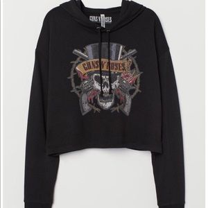 H&M Guns & Roses Cropped Hoodie